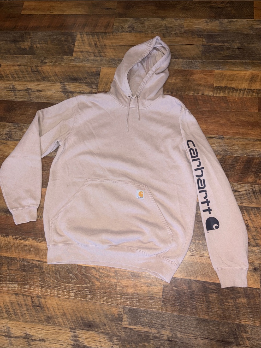 Carhartt Light Dusty‎ Pink Pullover Hoodie with Sleeve Logo